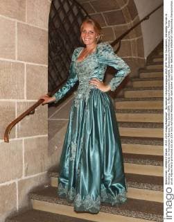 Nürnberger Versicherungscup 2014,WTA Tennis Tournament, Sandplatz Turnier in Nürnberg, Players Party im historischen Rathaus, Nina Zander(GER) im Barock Kostuem,Einzelbild, Ganzkoerper,Hochformat,privat, ,