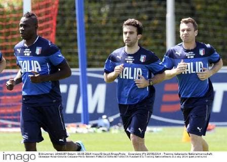 Coverciano (Fi) 20 05 2014 - Training italienische Nationalmannschaft: Giuseppe Rossi-Antonio Cassano-Mario Balotelli 