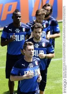 Coverciano (Fi) 20 05 2014 - Training italienische Nationalmannschaft: Giuseppe Rossi-Antonio Cassano-Mario Balotelli-Andrea Pirlo-Claudio Marchisio 