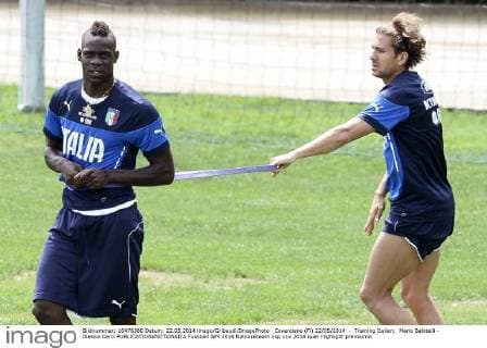 Coverciano (Fi) 22 05 2014 - Training Italien; Mario Balotelli - Alessio Cerci 