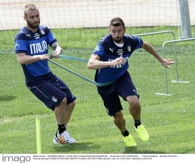 Coverciano (Fi) 22 05 2014 - Training Italien; Daniele De Rossi - Andrea Barzagli 