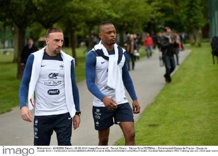 Franck Ribery - Patrice Evra FOOTBALL : Entrainement Equipe de France - Coupe du monde 2014 - 23 05 2014 AnthonyBIBARD FEP Panoramic 