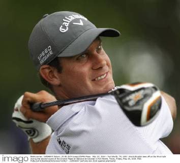 May 23, 2014 - Fort Worth, TX, USA - Harris English tees off on the third hole during the second round of the Crowne Plaza Invitational at Colonial in Fort Worth, Texas, Friday, May 23, 2014. PGA - ZUMAm67