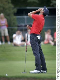 May 23, 2014 - Fort Worth, Texas, U.S. - ADAM SCOTT reacts as his birdie putt goes past the cup on the 16th hole during the second round of the Crowne Plaza Invitational at Colonial. PGA Golf Herren 2014 - Crowne Plaza Invitational Second Round - ZUMAm67