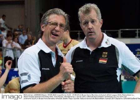 23.05.2014, Brose Arena, Bamberg Volleyball, World League 2014, Deutschland vs. Japan Roberto Santilli (Co-Trainer GER), Vital Heynen (Bundestrainer Trainer GER)