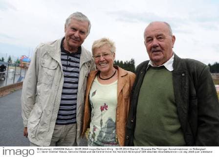24.05.2014 Oberhof Skiarena Die Thüringer Ausnahmekönner im Skilanglauf. v.l. Gerd- Dietmar Klause, Veronika Hesse und Gerhard Grimmer