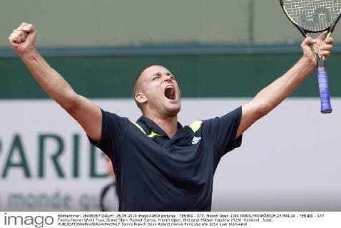 TENNIS - ATP, French Open 2014 PARIS,FRANKREICH,25.MAI.14 - TENNIS - ATP Tennis Herren World Tour, Grand Slam, Roland Garros, French Open. Bild zeigt Mikhail Youzhny (RUS). Keyword: Jubel. 