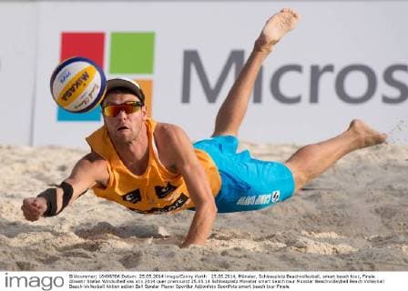 25.05.2014, Münster, Schlossplatz Beachvolleyball, smart beach tour, Finale Abwehr Stefan Windscheif