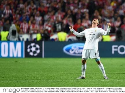 FUSSBALL CHAMPIONS LEAGUE FINALE SAISON 2013 2014 24.05.2013 Real Madrid - Atletico Madrid SCHLUSSJUBEL Cristiano Ronaldo (Real Madrid) 