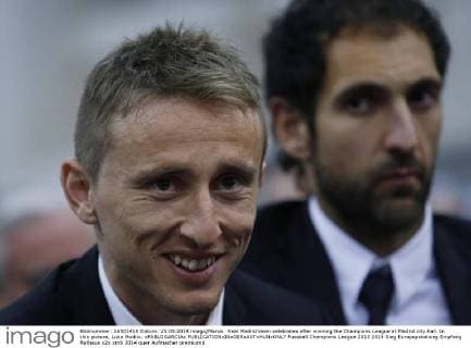 Real Madrid team celebrates after winning the Champions League at Madrid city hall. In this picture, Luka Modric. xPABLOGARCIAx 