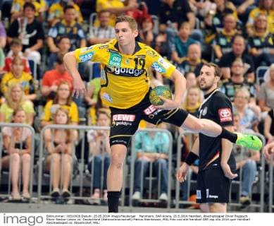 Mannheim, SAP-Arena, 25.5.2014 Handball, Abschiedsspiel Oliver Roggisch Rhein-Necker-Löwen vs. Deutschland (Nationalmannschaft) Marius Steinhauser, RNL Foto und alle