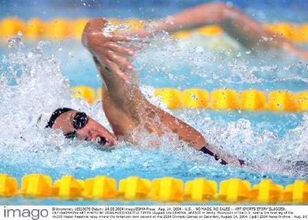Aug. 14, 2004 - U.S. - NO MAGS, NO SALES -- KRT SPORTS STORY SLUGGED: OLY-SWIMMING KRT PHOTO BY DEAN RUTZ SEATTLE TIMES (August 14) ATHENS, GREECE -- Jenny Thompson of the U.S. swims the final leg of the 4x100-meter freestyle relay where the American took second at the 2004 Olympic Games on Saturday, August 14, 2004. (gsb) 2004 News Archive - Aug. 14, 2004 - ZUMAm67