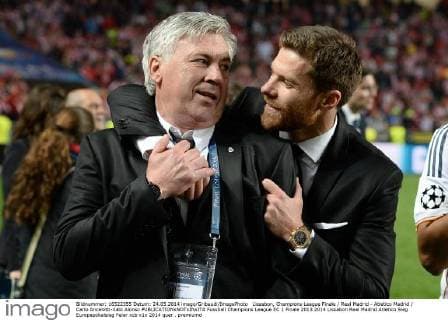 Lissabon, Champions League Finale Real Madrid - Atletico Madrid Carlo Ancelotti-Xabi Alonso 