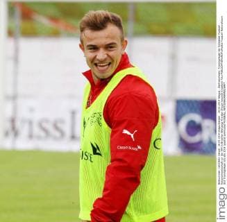 28.05.2014 Weggis , Zentralschweiz. Trainingslager der Schweizer Fussball Nationalmannschaft vor der WM in Brasilien Bild zeigt Xherdan Shaqiri laechelt Einzelbild Foto 