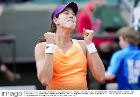 TENNIS - WTA, French Open 2014 PARIS,FRANKREICH,28.MAI.14 - TENNIS - WTA Tennis Damen Tour, Grand Slam, Roland Garros, French Open. Bild zeigt den Jubel von Garbine Muguruza (ESP). 