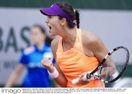 TENNIS - WTA, French Open 2014 PARIS,FRANKREICH,28.MAI.14 - TENNIS - WTA Tennis Damen Tour, Grand Slam, Roland Garros, French Open. Bild zeigt den Jubel von Garbine Muguruza (ESP). 