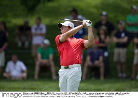 29 May 2014: Rory McIlroy looks on after an approach shot during the first round of the Memorial Tournament held at the Muirfield Village Golf Club in Dublin, OH. GOLF: MAY 29 PGA Golf Herren - the Memorial Tournament - First Round Icon20611643 EDITORIAL USE ONLY