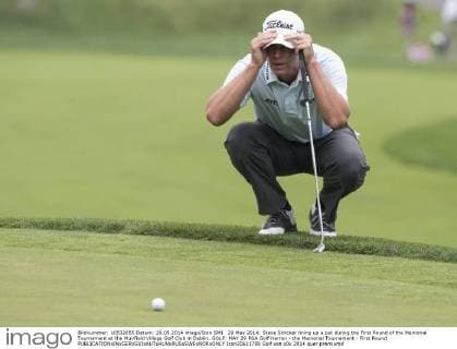 29 May 2014: Steve Stricker lining up a put during the First Round of the Memorial Tournament at the Muirfield Village Golf Club in Dublin. GOLF: MAY 29 PGA Golf Herren - the Memorial Tournament - First Round Icon20611708 EDITORIAL USE ONLY
