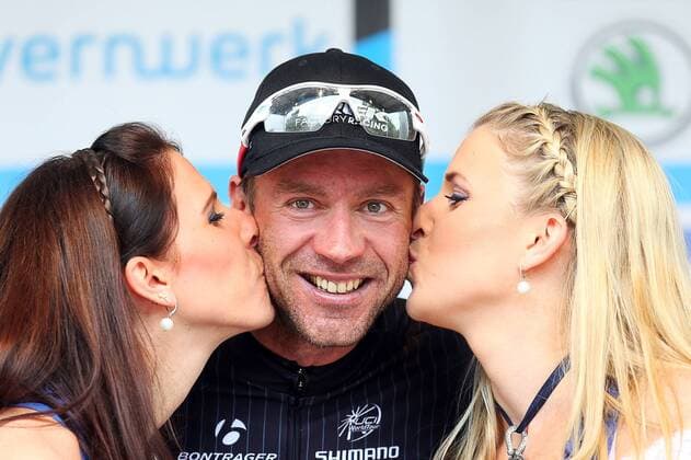RADSPORT CYCLING: Bayernrundfahrt 2014, Tour of Bavaria 2014, Etappe 3 stage 3, Markt Grassau - Neusäss, Voigt, Jens (GER, TREK FACTORY RACING) honored as most aggressive rider