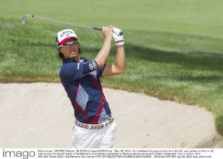 May 30, 2014: Ryo Ishikawa hits second shot from the fair way bunker on the no.18 hole during the second round of the Memorial Tournament presented by Nationwide Insurance at Muirfield Village Golf Club in Dublin, Ohio. PGA Golf Herren 2014: the Memorial Tournament MAY 30 - ZUMAct5