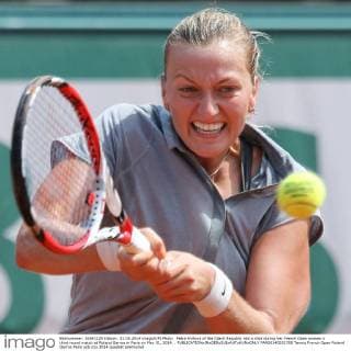 Petra Kvitova of the Czech Republic hits a shot during her French Open women s third round match at Roland Garros in Paris on May 31, 2014. .  PAR20140531705