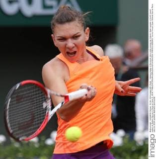 Simona Halep of Romania hits a shot during her French Open women s fourth round match at Roland Garros in Paris on June 2, 2014.  PAR20140602803