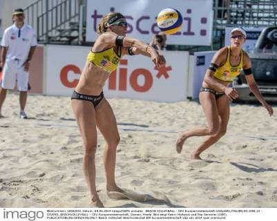 BEACH VOLLEYBALL - CEV Europameisterschaft CAGLIARI,ITALIEN,03.JUNI.14 - DIVERS, BEACHVOLLEYBALL - CEV Europameisterschaft, Damen, Finale. Bild zeigt Katrin Holtwick und Ilka Semmler (GER). 