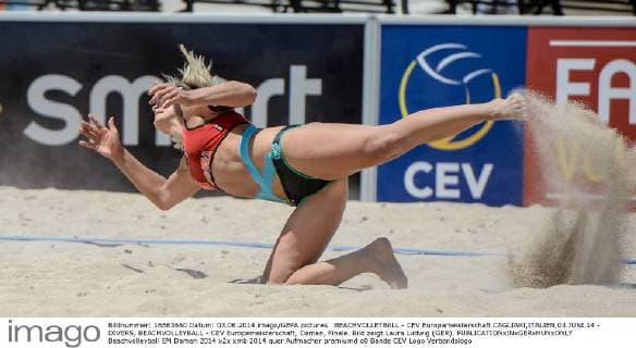 BEACHVOLLEYBALL - CEV Europameisterschaft CAGLIARI,ITALIEN,03.JUNI.14 - DIVERS, BEACHVOLLEYBALL - CEV Europameisterschaft, Damen, Finale. Bild zeigt Laura Ludwig (GER). 
