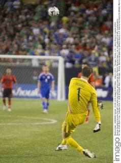 June 3, 2014 - Chicago, Illinois, U.S - Asmir Bejovic 1 goalie of the Bosnia-Herzegovina puts the ball into play during their game against the Mexico National team in an international friendly in preparation for the 2014 World Cup, Tuesday June 3, 2014 at Soldier Field in Chicago, Illinois. Bosnia-Herzegovina defeats Mexico 1-0. Bosnia-Herzegovina defeats Mexico 1-0  - ZUMAp12