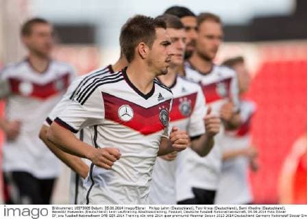 Philipp Lahm (Deutschland), Toni Kroos (Deutschland), Sami Khedira (Deutschland), Benedikt Hoewedes (Deutschland) beim Lauftraining Abschlusstraining, Fussball, Deutsche Fussball Nationalmannschaft, 05.06.2014 Foto:Eibner EP_ans