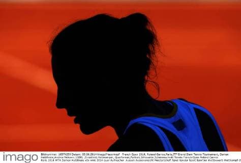 French Open 2014, Roland Garros,Paris,ITF Grand Slam Tennis Tournament, Damen Halbfinale,Andrea Petkovic (GER) ,Einzelbild,Halbkoerper, Querformat,Portrait,Silhouette,Scherenschnitt