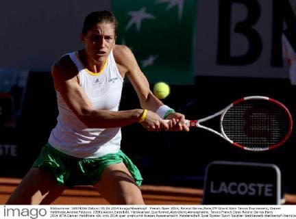 French Open 2014, Roland Garros,Paris,ITF Grand Slam Tennis Tournament, Damen Halbfinale,Andrea Petkovic (GER),Aktion,Einzelbild, Halbkoerper,Querformat,Abendlicht,Atmosphaere,