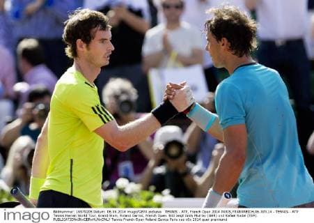 TENNIS - ATP, French Open 2014 PARIS,FRANKREICH,06.JUN.14 - TENNIS - ATP Tennis Herren World Tour, Grand Slam, Roland Garros, French Open. Bild zeigt Andy Murray (GBR) und Rafael Nadal (ESP). 