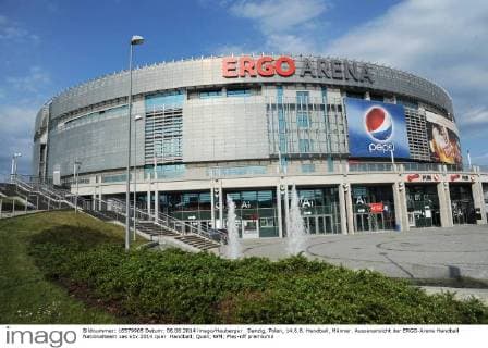 Danzig, Polen, 14.6.6. Handball, Männer. Aussenansicht der ERGO-Arena