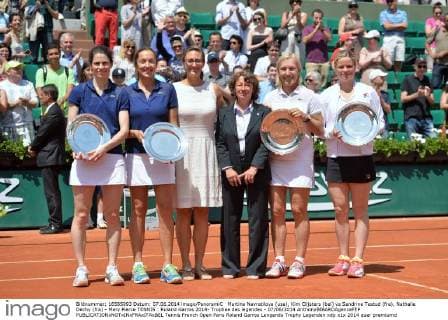 Martina Navratilova (usa), Kim Clijsters (bel) vs Sandrine Testud (fra), Nathalie Dechy (fra) - Mary Pierce TENNIS : Roland Garros 2014- Trophee des legendes - 07 06 2014 AnthonyBIBARDAgenceFEP 