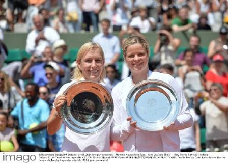 Martina Navratilova (usa), Kim Clijsters (bel) - Mary Pierce TENNIS : Roland Garros 2014- Trophee des legendes - 07 06 2014 AnthonyBIBARDAgenceFEP 