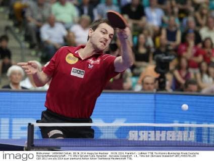 08.06.2014, Frankfurt - Liebherr TTBL Tischtennis-Bundesliga Finale Deutsche Mannschaftsmeisterschaft - TTC Rhön Sprudel Fulda-Maberzell - Borussia Düsseldorf - v.l., Timo Boll (Borussia Düsseldorf GER),FREISTELLER