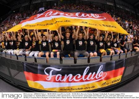 08.06.2014, Porsche Arena, Stuttgart Volleyball, European League 2014, Deutschland vs. Spanien Feature Zuschauer Fans Deutschland Fanclub