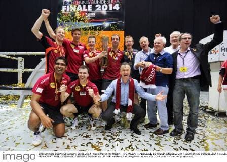 TTC FULDA -MABERZELL-BORUSSIA DÜSSELDORF TISCHTENNIS BUNDESLIGA FINALE 2014 FRANKFURT 