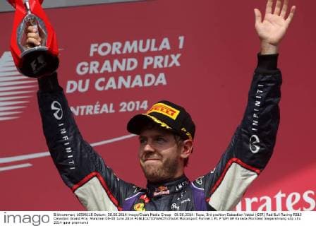 08.06.2014- Race, 3rd position Sebastian Vettel (GER) Red Bull Racing RB10 Canadian Grand Prix, Montreal 05-08 June 2014 