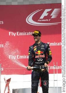 June 8, 2014 - Montreal, Canada - DANIEL RICCIARDO of Australia and Infiniti Red Bull Racing celebrates on the podium after winning the Formula 1 Canadian Grand Prix 2014 in Montreal, Canada. F1 2014 - Canadian Grand Prix - Ricciardo Wins  - ZUMAg14