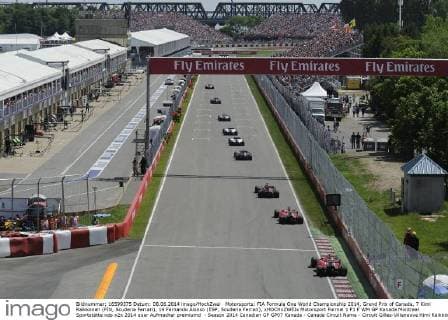Motorsports: FIA Formula One World Championship 2014, Grand Prix of Canada, 7 Kimi Raikkonen (FIN, Scuderia Ferrari), 14 Fernando Alonso (ESP, Scuderia Ferrari), xHOCHxZWEIx
