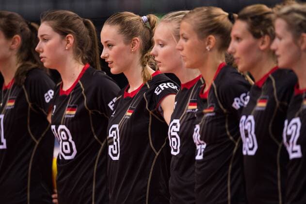 08.06.2014, Porsche Arena, Stuttgart Volleyball, European League 2014, Deutschland vs. Spanien Lineup Deutschland Louisa Lippmann ( 3 GER)