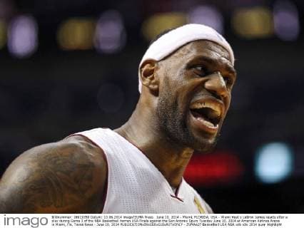 June 10, 2014 - Miami, FLORIDA, USA - Miami Heat s LeBron James reacts after a play during Game 3 of the NBA Basketball Herren USA Finals against the San Antonio Spurs Tuesday June 10, 2014 at American Airlines Arena in Miami, Fla. Texas News - June 10, 2014 - ZUMAa27