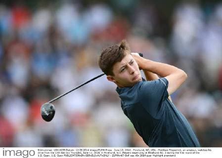 June 12, 2014 - Pinehurst, NC, USA - Matthew Fitzpatrick, an amateur, watches his drive from the 13th tee box Thursday, June 12, 2014, in Pinehurst, N.C. Players began play at Pinehurst No. 2 during the first round of the U.S. Open. U.S. Open - ZUMAm67