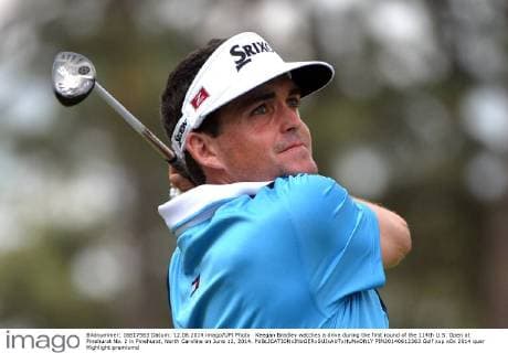Keegan Bradley watches a drive during the first round of the 114th U.S. Open at Pinehurst No. 2 in Pinehurst, North Carolina on June 12, 2014.  PIN20140612363