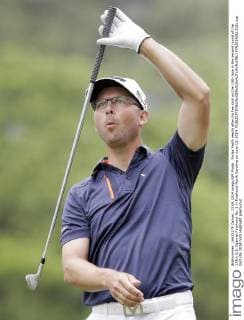Niclas Fasth reacts after his tee shot on the 15th hole in the second round of the 114th U.S. Open at Pinehurst No. 2 in Pinehurst North Carolina on June 13, 2014.  PIN20140613121