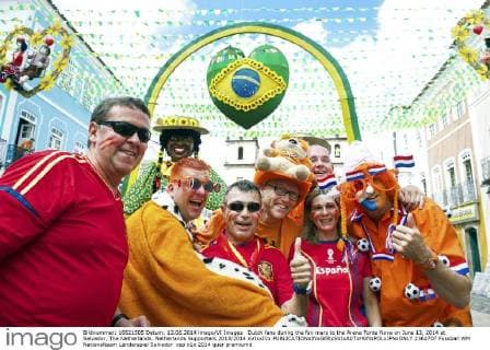 Dutch fans during the fan mars to the Arena Fonte Nova on June 13, 2014 at Salvador, The Netherlands. Netherlands Supporters 2013 2014 xVIxxIVx 2362707
