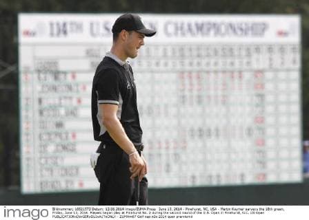 June 13, 2014 - Pinehurst, NC, USA - Martin Kaymer surveys the 18th green, Friday, June 13, 2014. Players began play at Pinehurst No. 2 during the second round of the U.S. Open in Pinehurst, N.C. US Open - ZUMAm67