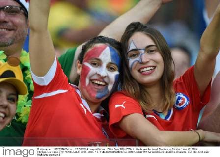 Chile Fans 2014 FIFA in the Arena Pantanal Stadium in Cuiaba, June 13, 2014. (Xinhua Liu Dawei)(rh) (SP)CUIABA- 2014-GROUP B- 